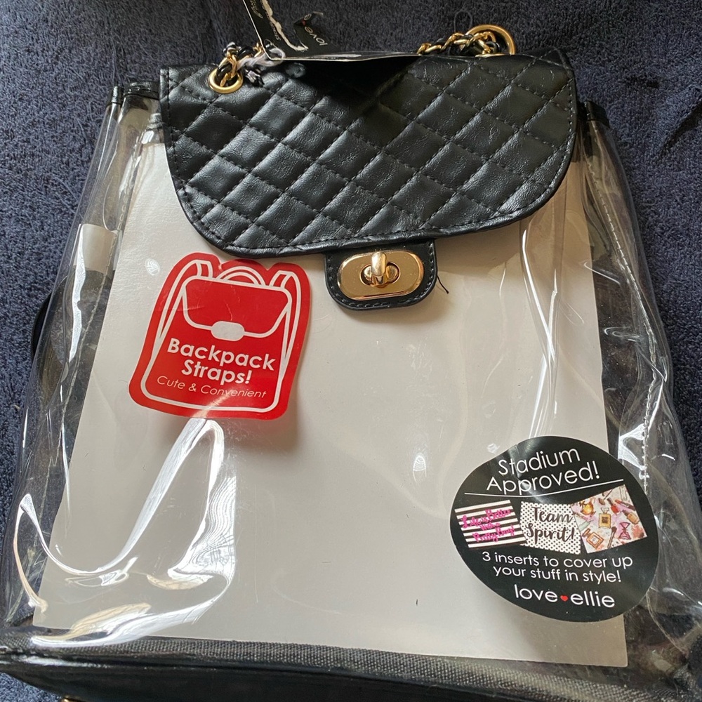 Love + Ellie Clear Backpack with Black Quilted Flap